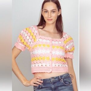 Cropped Crochet Women's Sweater